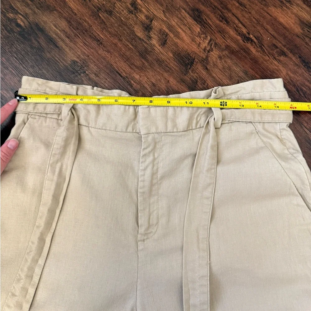 Banana Republic Blake Fit Tan Linen Blend Wide Leg Crop Pants Women’s Sz 12